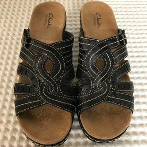 Clarks Bendables Black Leather Sandals